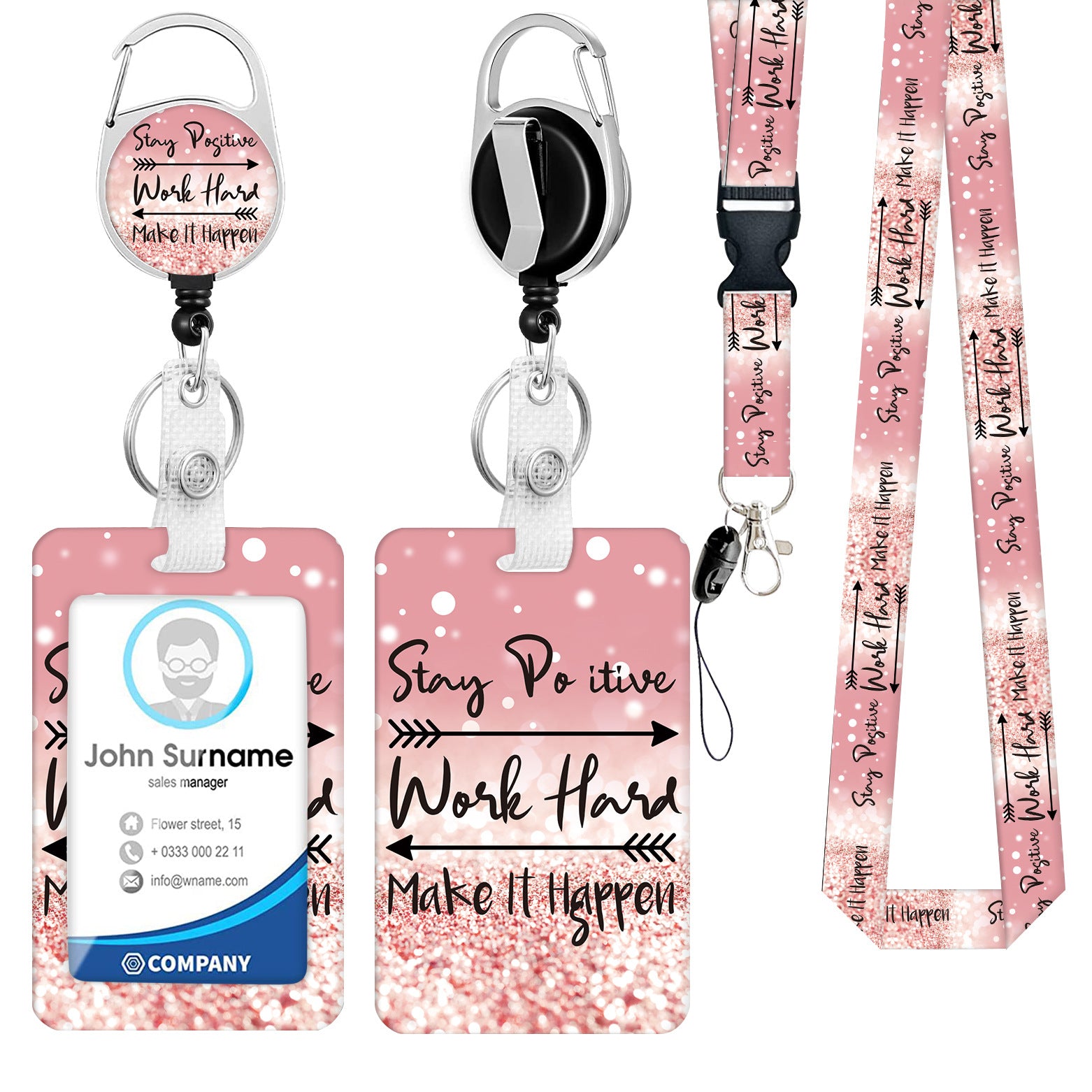 Wholesale Polyester Lanyard Pvc ID Card Holder Keychain